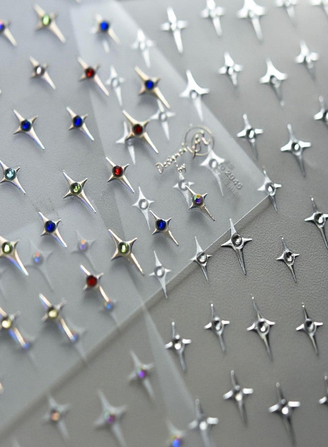 Charmark 5D Embossed Nail Art Stickers Retro Star Rhinestone Laser Silver Nail Decal Gel Nail Sticker for Nail Art Supplies Colorful Nail Design Kit 3D Self Adhesive Nail Art Decorations - Image 1
