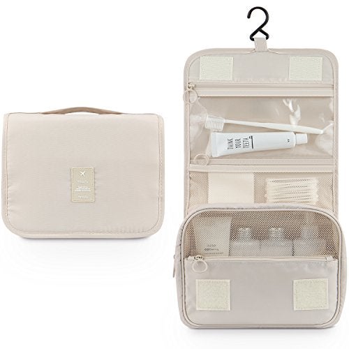 Mossio Hanging Toiletry Bag - Large Cosmetic Makeup Travel Organizer for Men & Women with Sturdy Hook (Beige) - Image 2