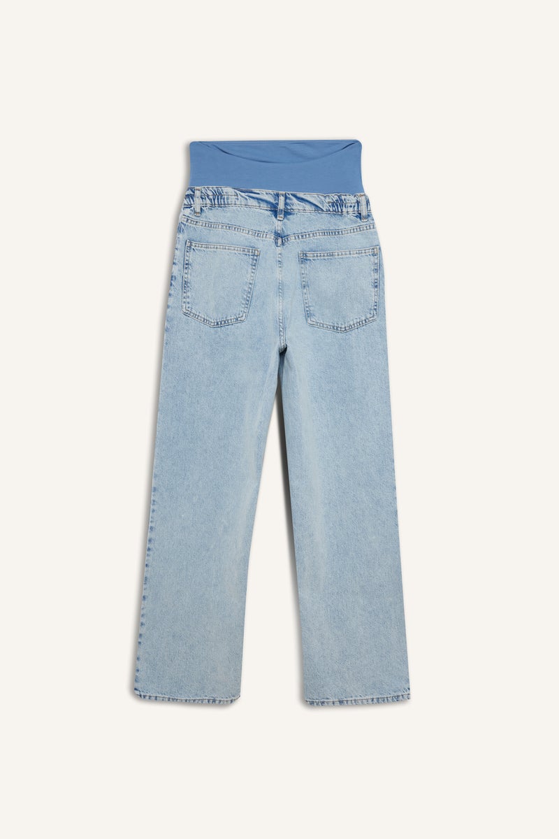 DeFacto Blue Woman Wide Leg Denim Maternity Pants Casual - Image 3