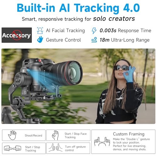 FeiyuTech Feiyu SCORP-C2 Camera Gimbal Stabilizer, AI Tracking Gimbal for Vlogging, 7.7 lb Payload, 3-Axis Gimbal with Bluetooth Shutter Control, Compatible with Canon Sony Nikon - Image 3