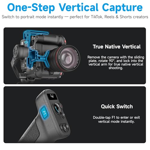 FeiyuTech Feiyu SCORP-C2 Camera Gimbal Stabilizer, AI Tracking Gimbal for Vlogging, 7.7 lb Payload, 3-Axis Gimbal with Bluetooth Shutter Control, Compatible with Canon Sony Nikon - Image 5