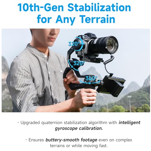 FeiyuTech Feiyu SCORP-C2 Camera Gimbal Stabilizer, AI Tracking Gimbal for Vlogging, 7.7 lb Payload, 3-Axis Gimbal with Bluetooth Shutter Control, Compatible with Canon Sony Nikon - Image 4