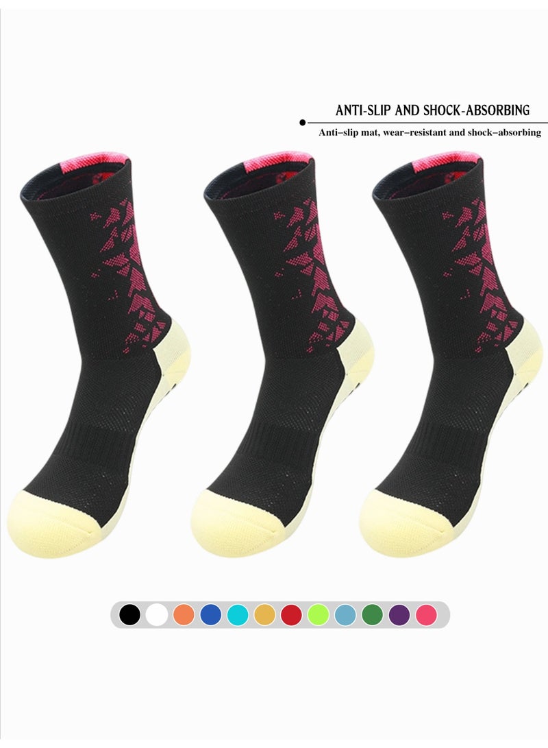 (3 PAIRS) Pro Non-Slip Athletic Grip Socks for Football Soccer Running | Anti-Blister Compression Training Socks | Traction, Wicking, Performanceootball, Running, and Training - Image 1