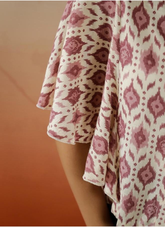 sanskrutihomes All-Over Print Kimono Sleeve V-Neck Top by Styli  - Image 4