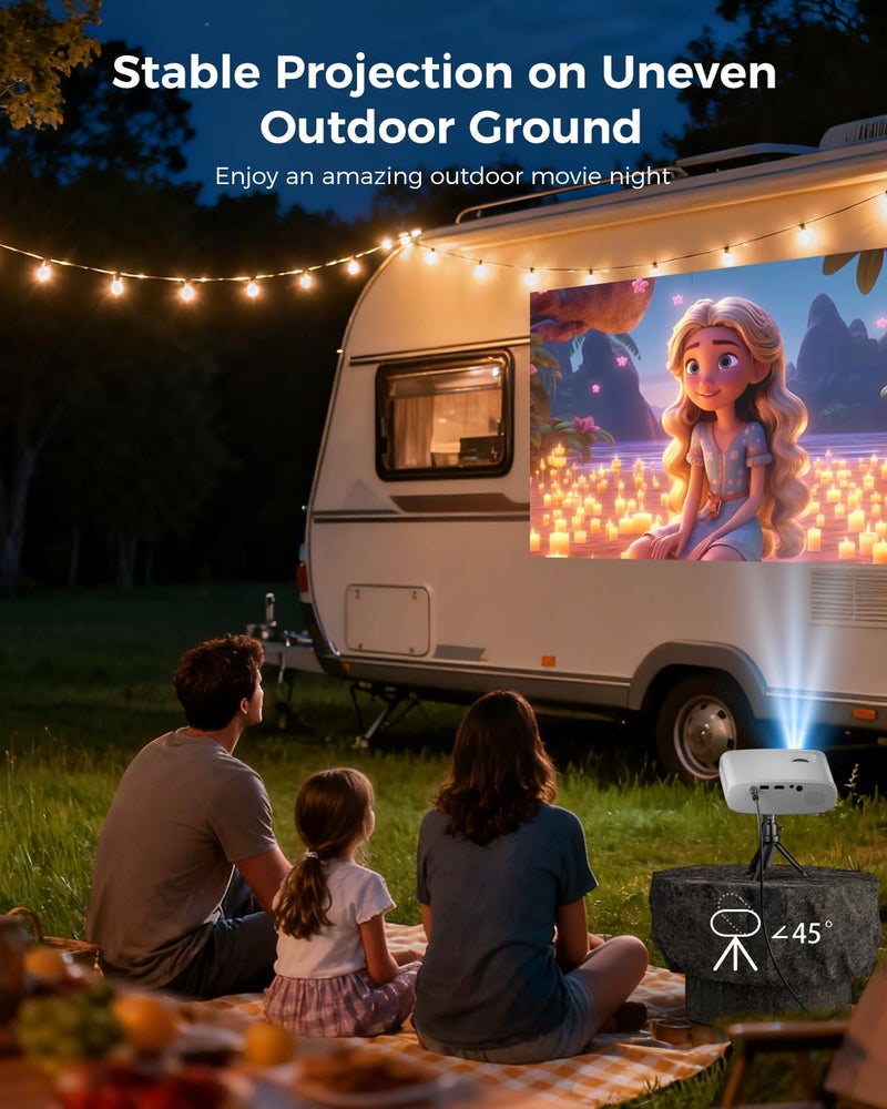 ELEPHAS Mini Projector for iphone, Portable Projector with Tripod, 1080P HD Outdoor Projector, Movie Projector Compatible with Android/iOS/Windows/TV Stick/HDMI/USB - Image 4