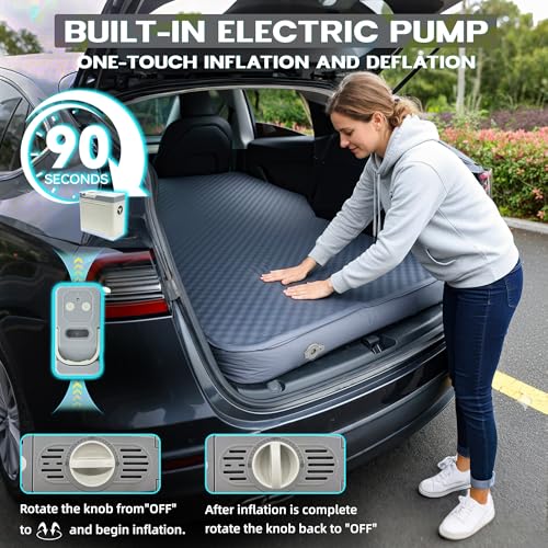UPWELL Self Inflating Sleeping Pad Truck Camping Thick Mattress for Tesla Model Y Solid Foam 4 Season Car Bed Mattress Portable Roll Up Bed Grey，with air Pump - Image 3