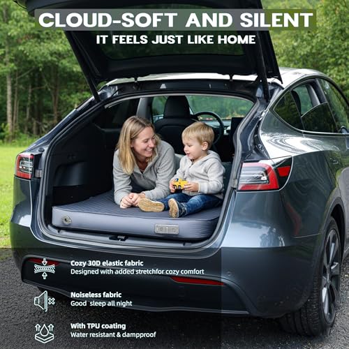 UPWELL Self Inflating Sleeping Pad Truck Camping Thick Mattress for Tesla Model Y Solid Foam 4 Season Car Bed Mattress Portable Roll Up Bed Grey，with air Pump - Image 4