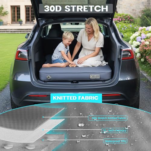 UPWELL Self Inflating Sleeping Pad Truck Camping Thick Mattress for Tesla Model Y Solid Foam 4 Season Car Bed Mattress Portable Roll Up Bed Grey，with air Pump - Image 5