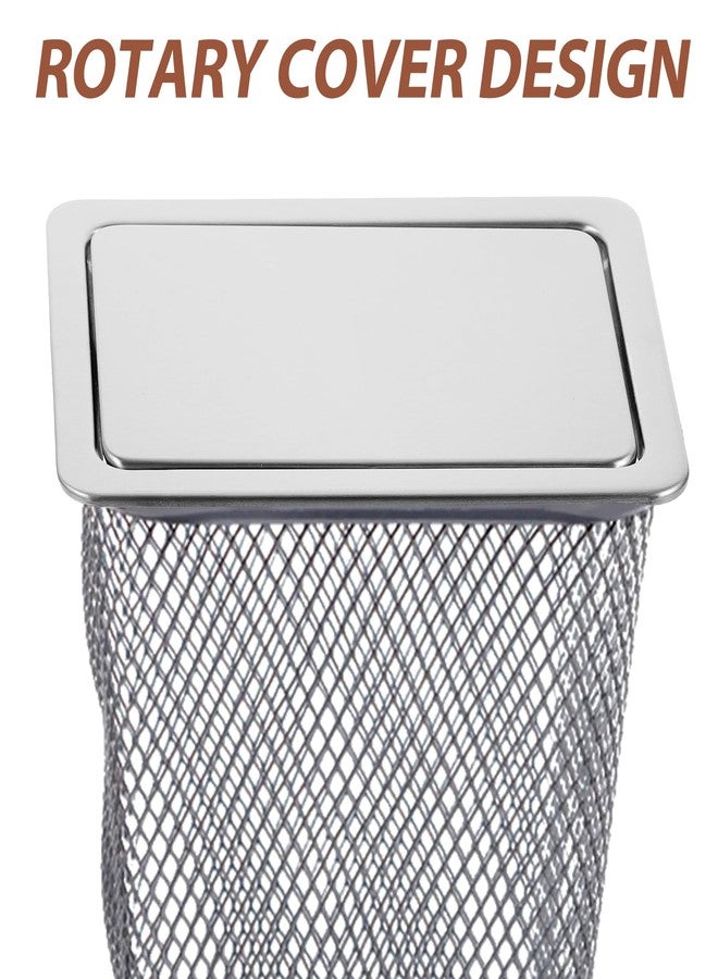 Amosfun غطاء صندوق القمامة من أموسفن مع فتحة للتخلص من النفايات على السطح، غطاء مستطيل، سلة مهملات، غطاء متأرجح من الفولاذ المقاوم للصدأ 23 × 16.5 × 3.3 سم - Image 4