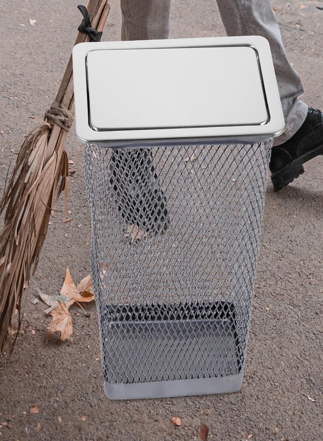 Amosfun غطاء صندوق القمامة من أموسفن مع فتحة للتخلص من النفايات على السطح، غطاء مستطيل، سلة مهملات، غطاء متأرجح من الفولاذ المقاوم للصدأ 23 × 16.5 × 3.3 سم - Image 5