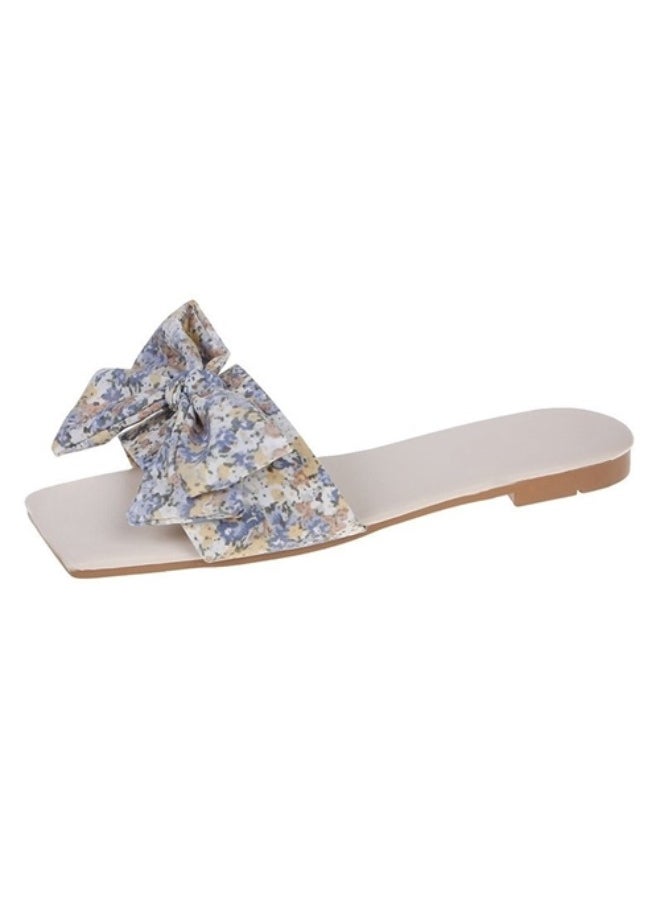 Rup Art Bow Style Women Summer Outdoor Slides Ladies Sandals Slippers Walking Style Flat Sandals  - Image 1