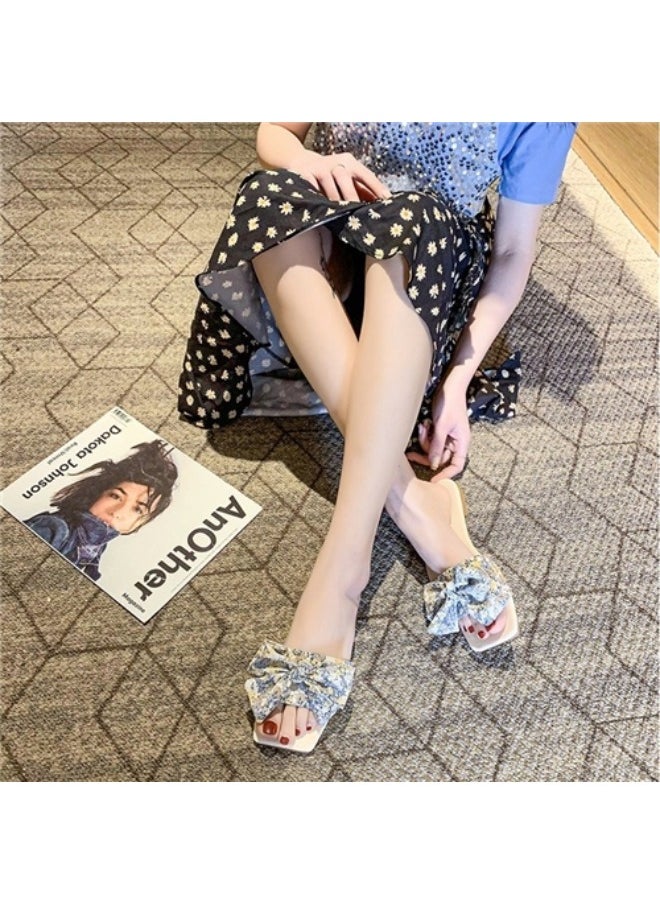 Rup Art Bow Style Women Summer Outdoor Slides Ladies Sandals Slippers Walking Style Flat Sandals  - Image 2