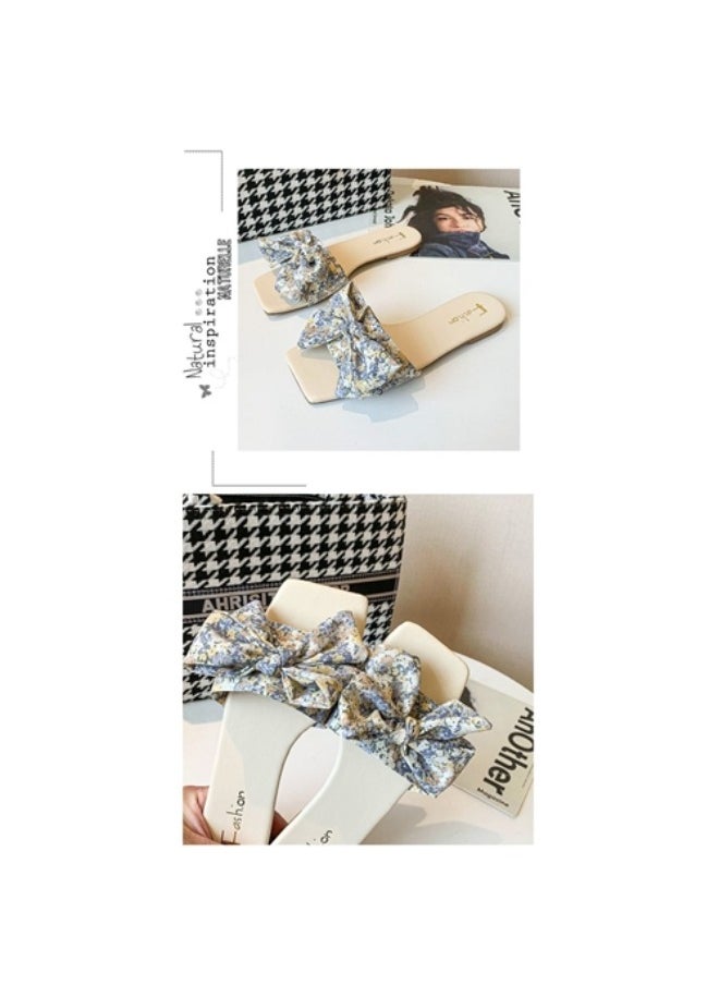 Rup Art Bow Style Women Summer Outdoor Slides Ladies Sandals Slippers Walking Style Flat Sandals  - Image 3
