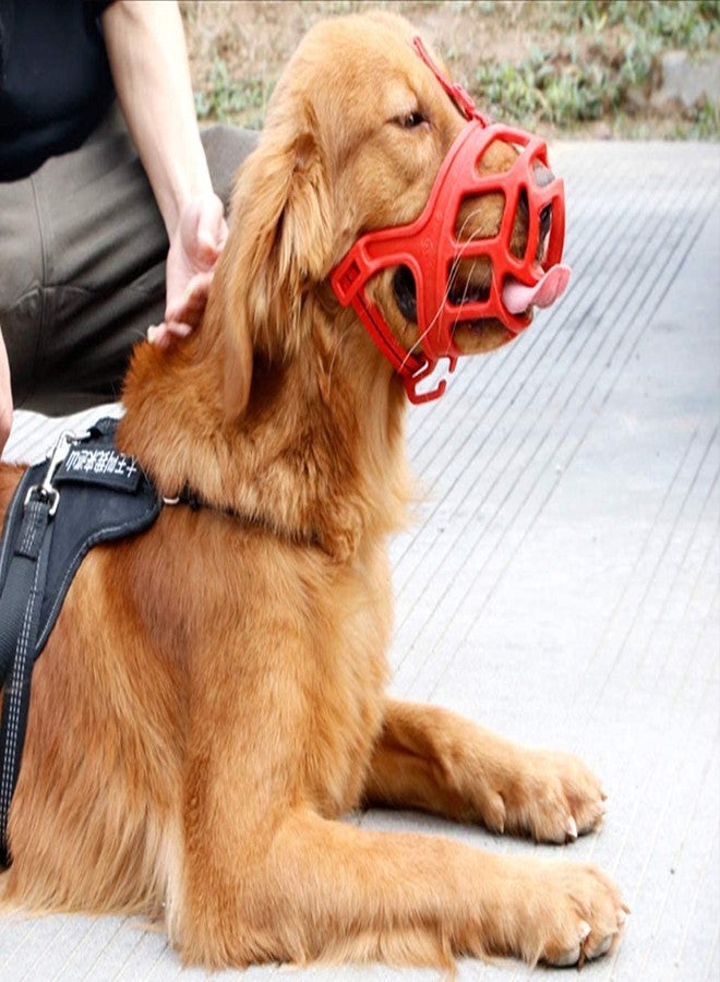 D&C PAWS Dog Muzzle Cum Mouth Cover Basket Cage with Adjustable Cotton Neck Strap Muzzle Suitable for All Types of Dogs and Puppies - Red (Large) - Image 5