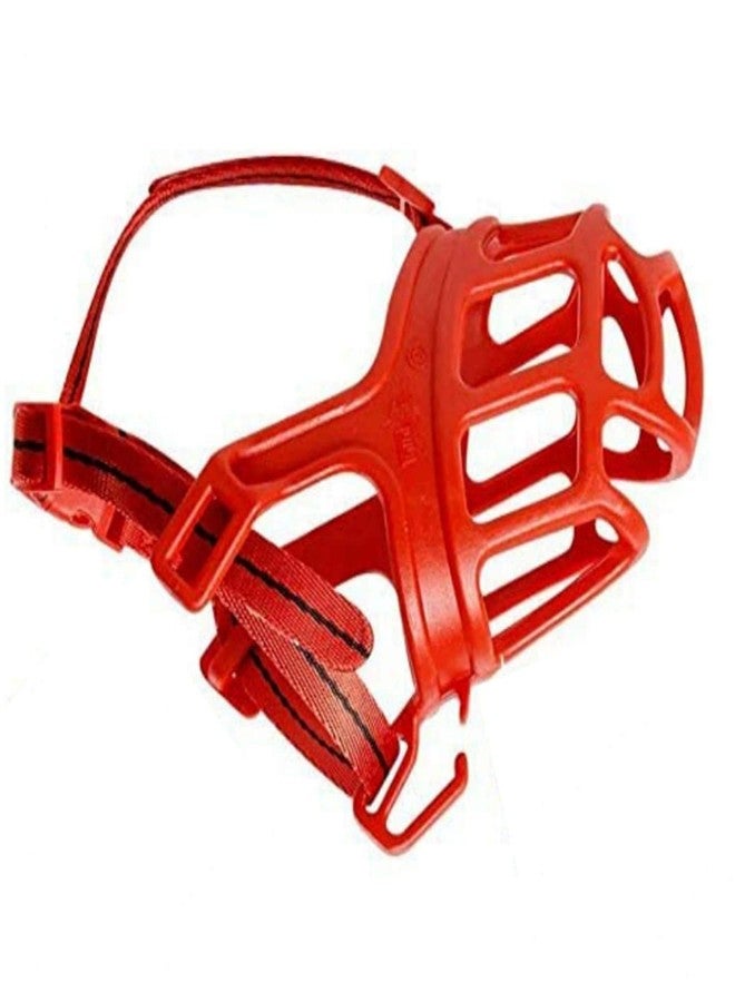 D&C PAWS Dog Muzzle Cum Mouth Cover Basket Cage with Adjustable Cotton Neck Strap Muzzle Suitable for All Types of Dogs and Puppies - Red (Large) - Image 1