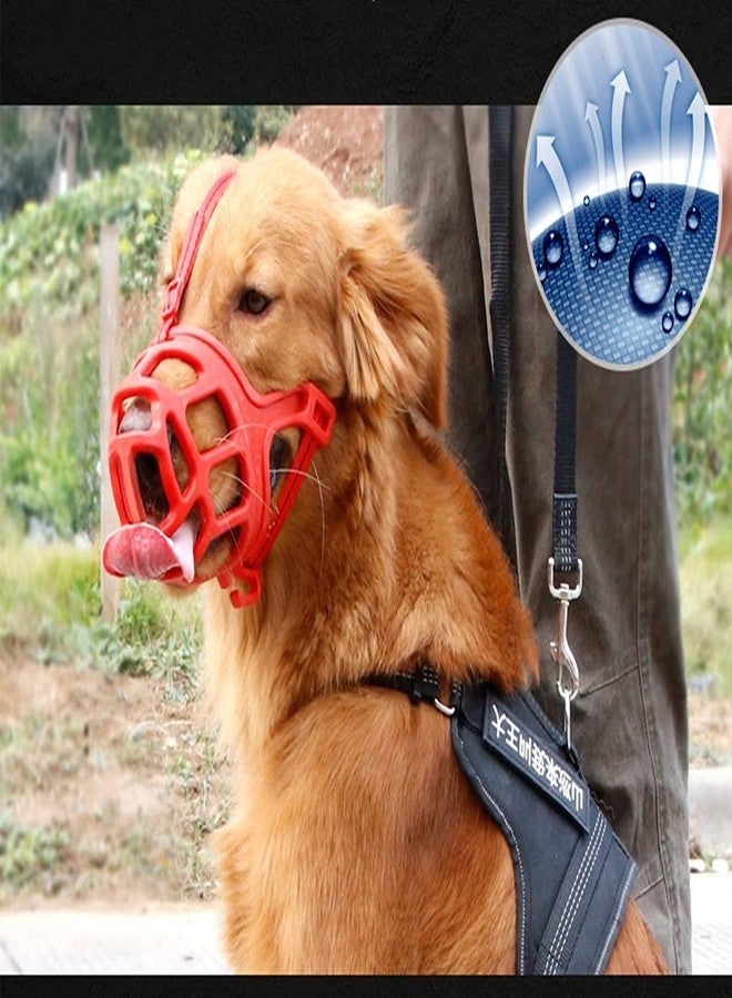 D&C PAWS Dog Muzzle Cum Mouth Cover Basket Cage with Adjustable Cotton Neck Strap Muzzle Suitable for All Types of Dogs and Puppies - Red (Large) - Image 3