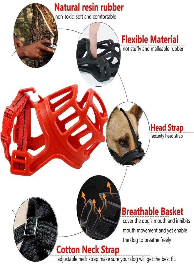 D&C PAWS Dog Muzzle Cum Mouth Cover Basket Cage with Adjustable Cotton Neck Strap Muzzle Suitable for All Types of Dogs and Puppies - Red (Large) - Image 2