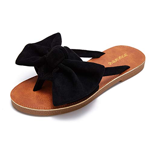 FISACE Womens Slip On Flip Flops Ring Toe Strappy Casual Summer Gladiator Flat Sandals - Image 1