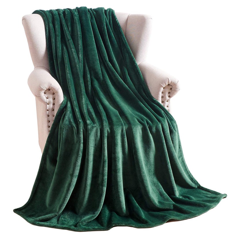 TASTHROW Large Flannel Fleece Throw Blanket, 50Ã—70 Inch - Cozy Lightweight Thick Blanket - All Seasons Suitable for Women, Men and Kids (Dark Green) - Image 2