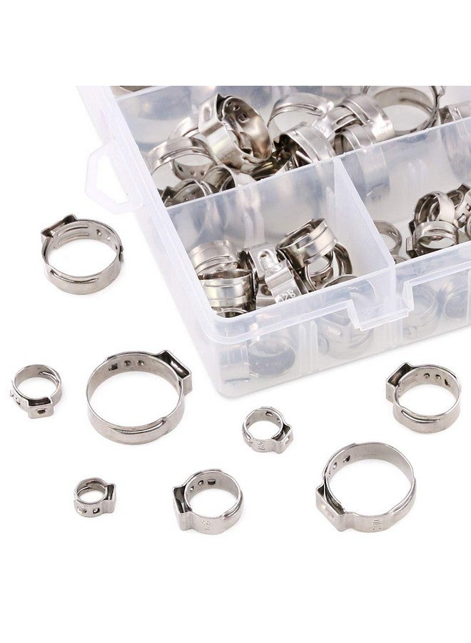 Swpeet Swpeet 120Pcs 8 Sizes 304 Stainless Steel Single Ear Hose Clamps, Crimp Hose Clamp Assortment Kit Ear Cinch Rings Crimp Pinch Fitting Tools Perfect for Automotive, Home Appliance Line  - Image 4