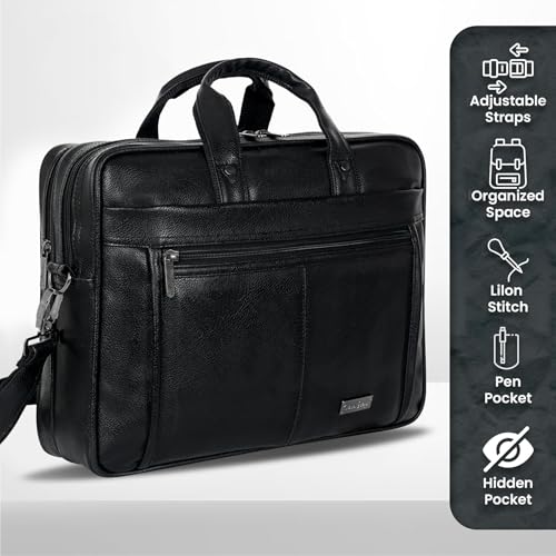 Hard Craft Vegan Leather Office Laptop Messenger and Shoulder Side Sling Hand Bag For Men Corporate Executive Briefcase Bag For Man Supports Laptop Upto 15.6 inches - Image 3