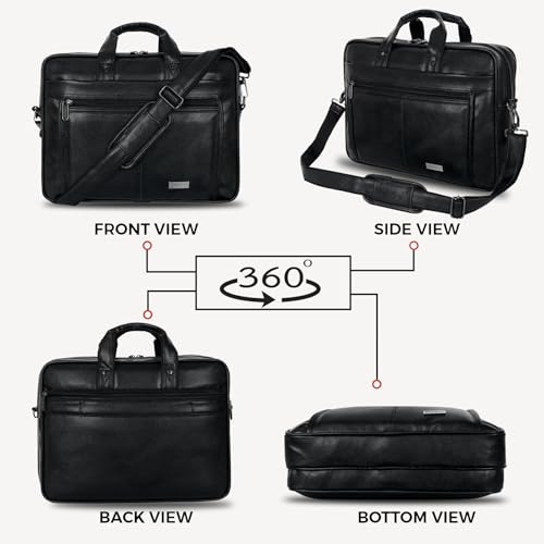 Hard Craft Vegan Leather Office Laptop Messenger and Shoulder Side Sling Hand Bag For Men Corporate Executive Briefcase Bag For Man Supports Laptop Upto 15.6 inches - Image 4