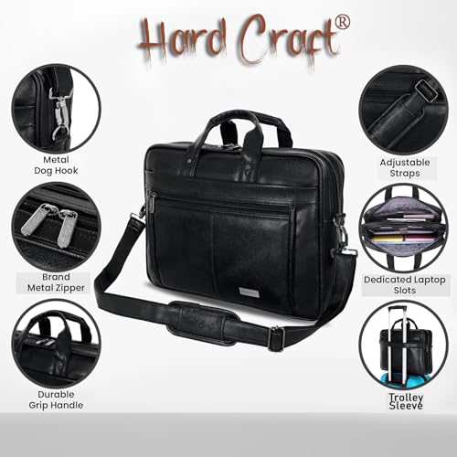 Hard Craft Vegan Leather Office Laptop Messenger and Shoulder Side Sling Hand Bag For Men Corporate Executive Briefcase Bag For Man Supports Laptop Upto 15.6 inches - Image 2