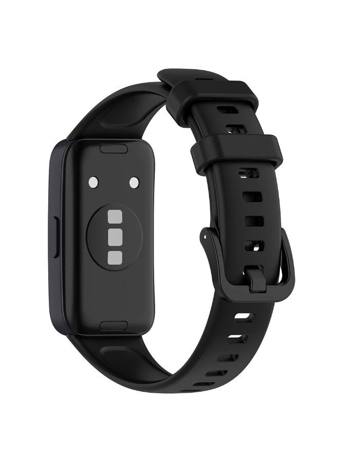 Fashion Soft Silicone WatchBand For Huawei Band 8/9/10 Smartwatch Wristband  Strap Sport belt Bracelet (Black) - Image 2