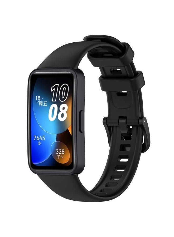 Fashion Soft Silicone WatchBand For Huawei Band 8/9/10 Smartwatch Wristband  Strap Sport belt Bracelet (Black) - Image 1