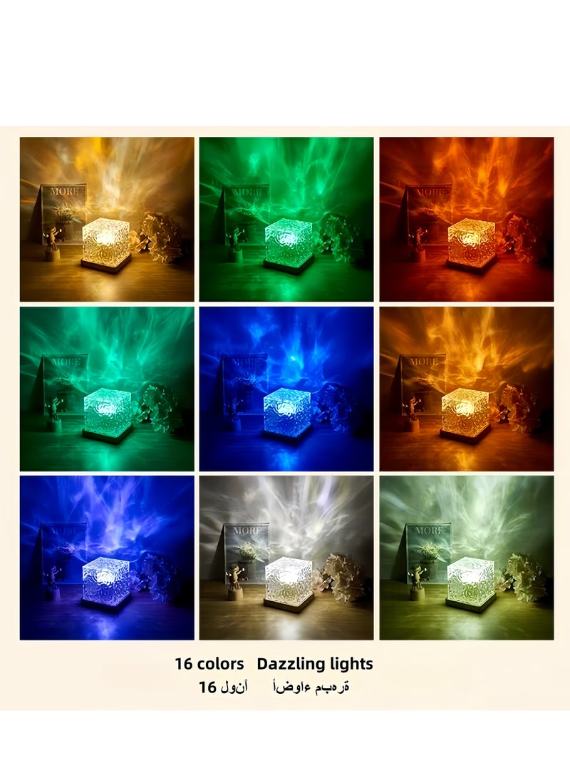 16 Colors Water Ripple Night Light Creative BedsideFlame Atmosphere Light Romantic Gift Starry Sky Projection Light - Image 2