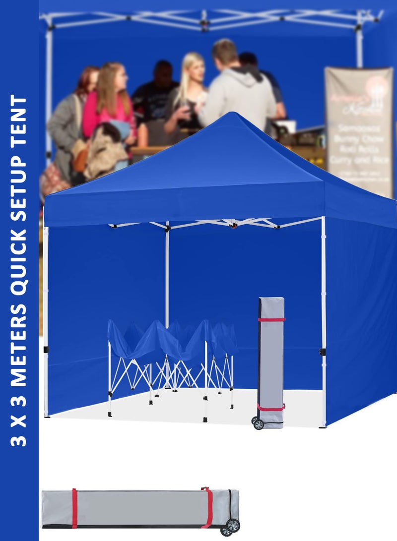 Toshonics 3x3 Meters Steel Frame Outdoor Tent with Waterproof UV-Blocking Canopy, Quick Setup, and Trolley Bag for Events, Camping, and Parties - Image 1