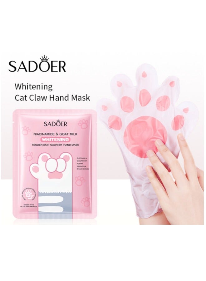 SADOER 3 Pairs Moisturizing Nourishing Hand Mask for Exfoliation, Skin Repair, and Spa Treatments White Cat Claw Hand Mask - Image 1