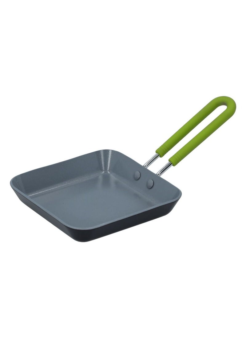 Greenpan - Greenpan Square Shaped Egg Pan With Handle Grey And Green 12.5cm - Image 1