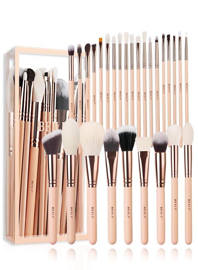 BEILI Makeup Brushes 28pcs Pink Makeup Brush Set Premium Goat Synthetic Kabuki Foundation Blending Brush Face Powder Blush Concealers Eye Shadows Make Up Brush Set(Pink/Rose Gold) - Image 1