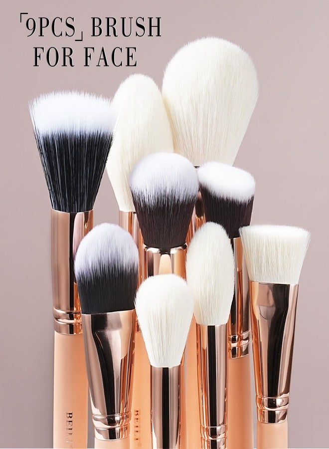 BEILI Makeup Brushes 28pcs Pink Makeup Brush Set Premium Goat Synthetic Kabuki Foundation Blending Brush Face Powder Blush Concealers Eye Shadows Make Up Brush Set(Pink/Rose Gold) - Image 3