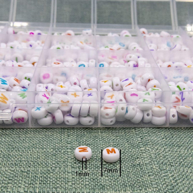 Melius Acrylic Colorful Letter Beads, 1450 Pcs 4x7mm Round Alphabet Beads in 28 Grid Box for Jewelry Making, DIY Bracelets, Necklaces, Key Chains, Bracelets (4x7mm, Colorful) - Image 2