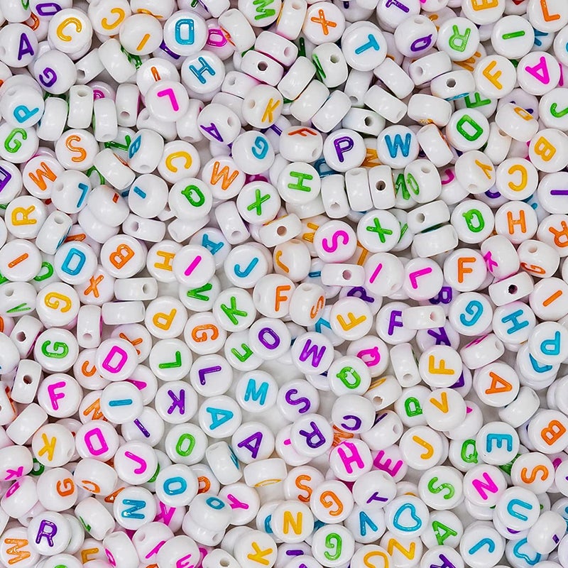 Melius Acrylic Colorful Letter Beads, 1450 Pcs 4x7mm Round Alphabet Beads in 28 Grid Box for Jewelry Making, DIY Bracelets, Necklaces, Key Chains, Bracelets (4x7mm, Colorful) - Image 5