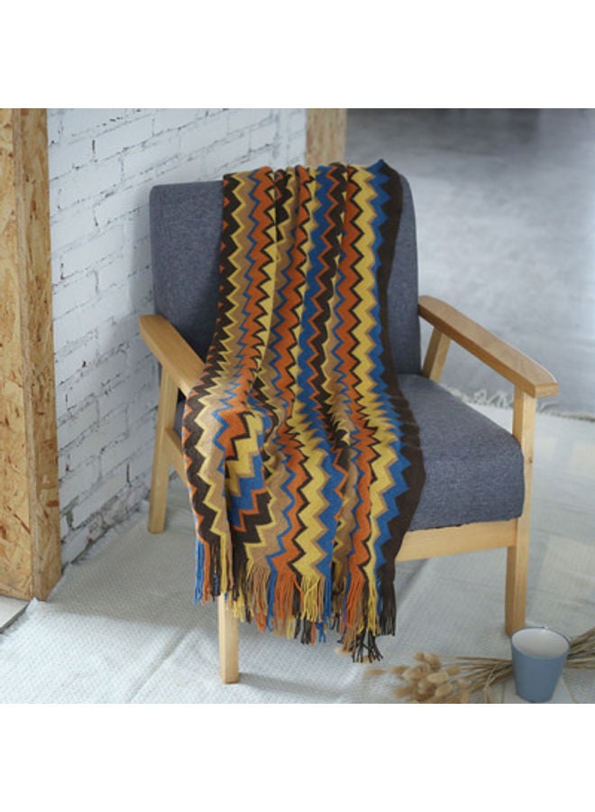 NIBEMINENT Imitation Blanket Cashmere Yellow/Brown/Blue 130x200cm