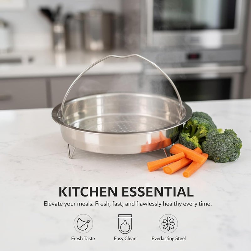 304 Stainless Steel Steamer Basket 7.9 In, Vegetable Steamer For Pot, Deepened Design, Rust-Proof & Easy Clean - Image 3