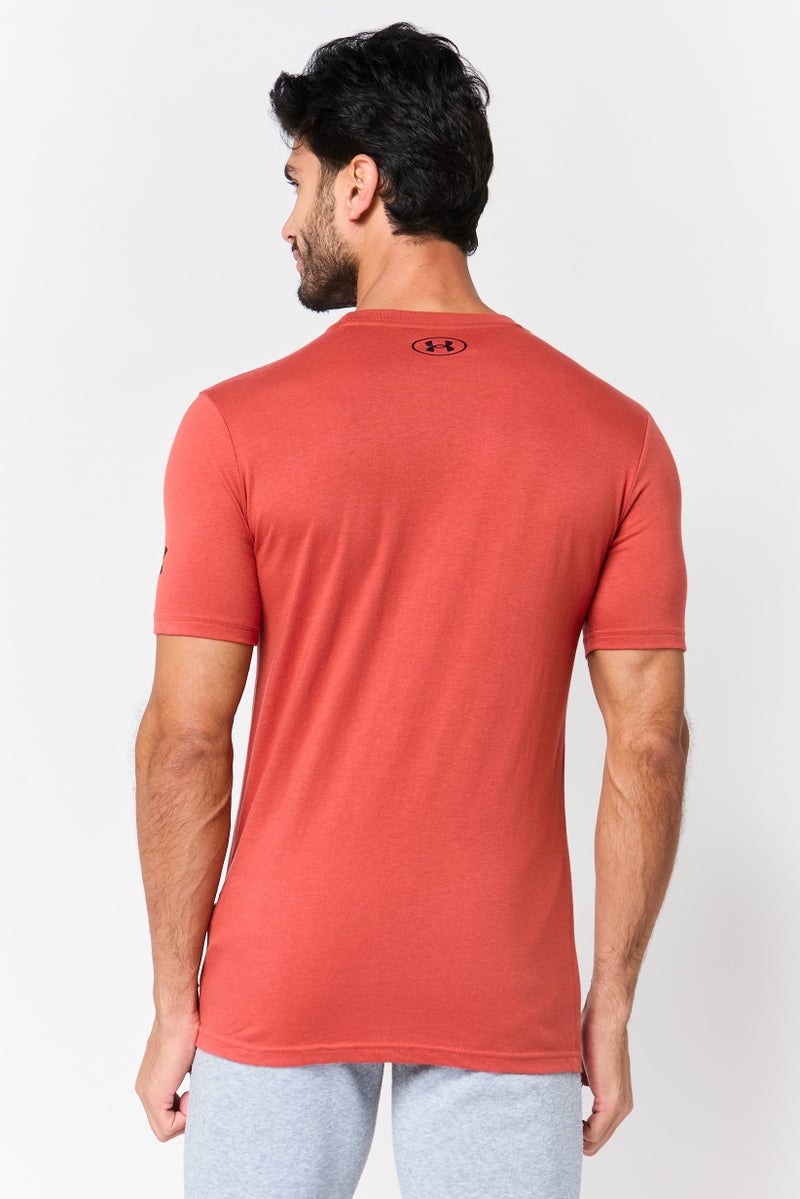 UNDER ARMOUR Men Loose Fit Short Sleeve Outdoor T-Shirt, Rust - Image 4