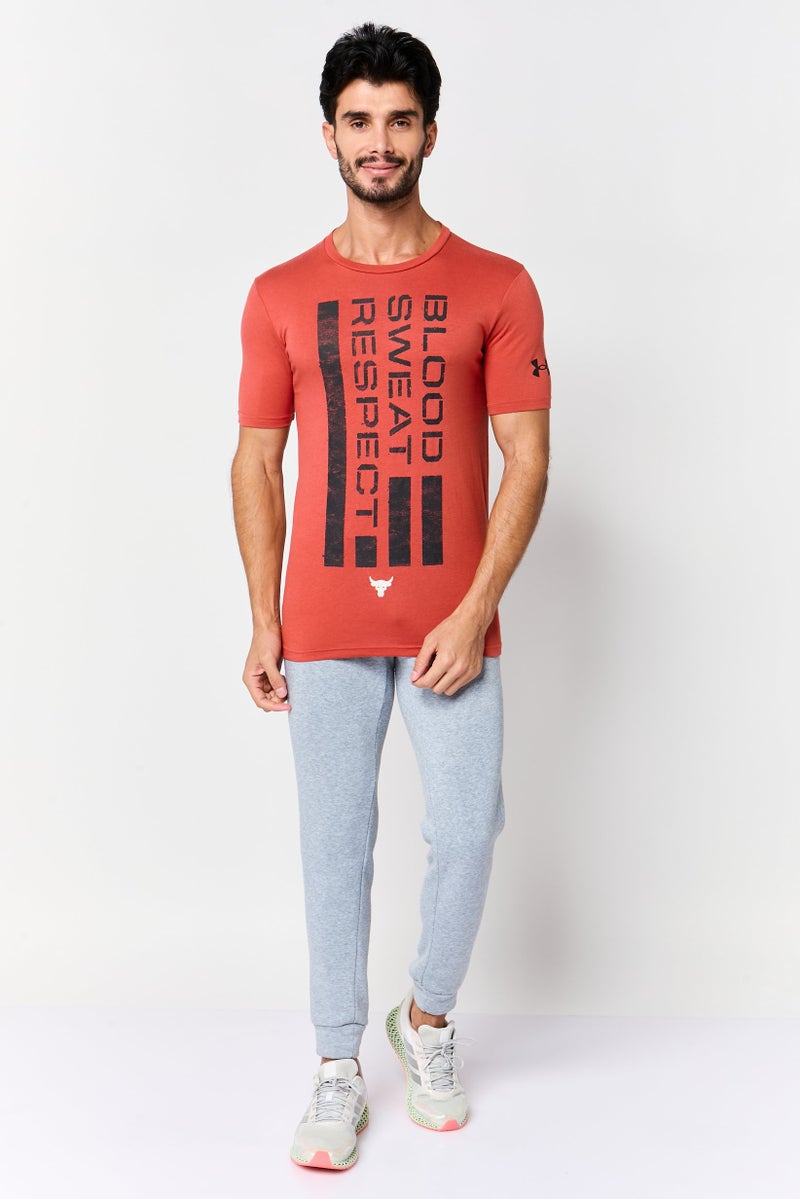 UNDER ARMOUR Men Loose Fit Short Sleeve Outdoor T-Shirt, Rust - Image 3