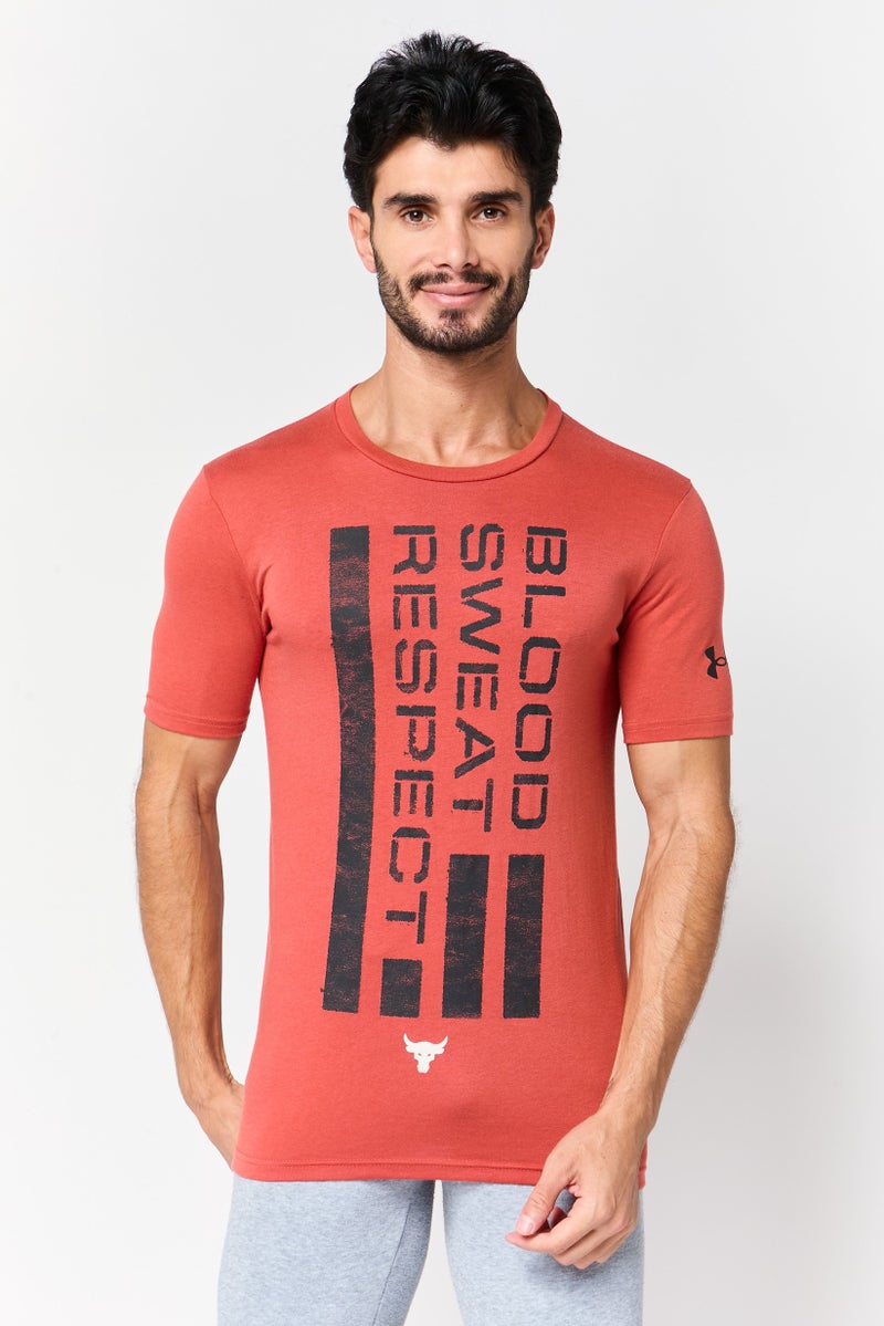 UNDER ARMOUR Men Loose Fit Short Sleeve Outdoor T-Shirt, Rust - Image 1