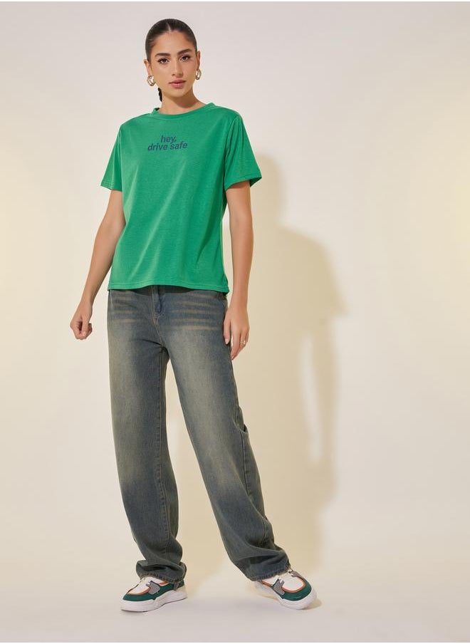 Take Two Slogan Print Round Neck Short Sleeve T-Shirt  - Image 2