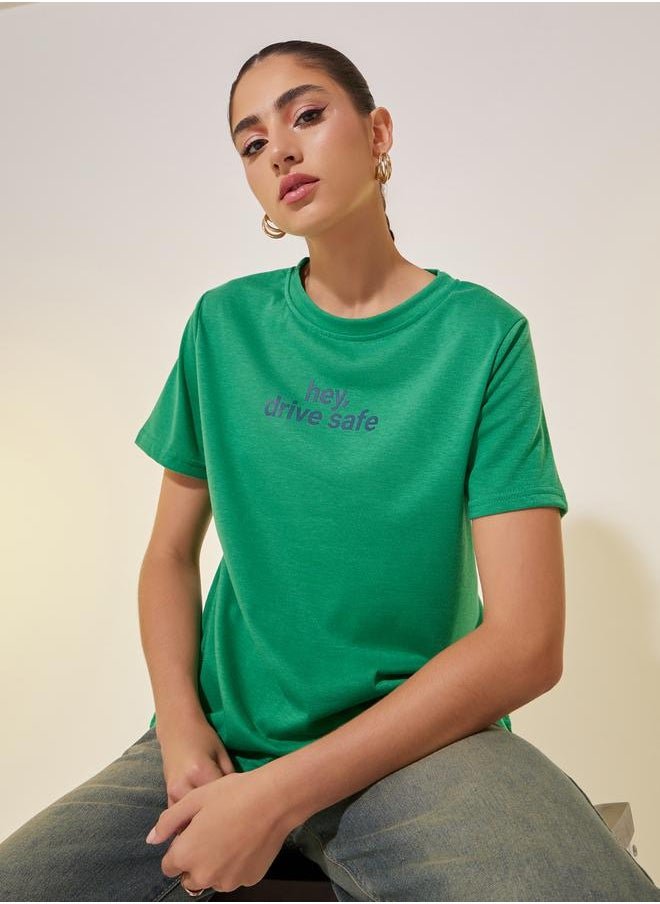 Take Two Slogan Print Round Neck Short Sleeve T-Shirt  - Image 1