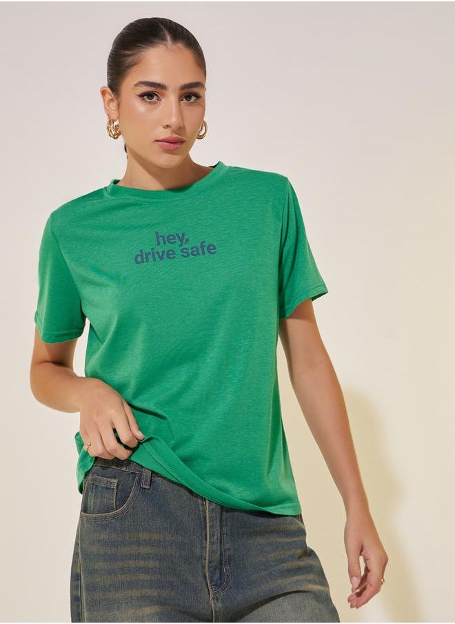 Take Two Slogan Print Round Neck Short Sleeve T-Shirt  - Image 3