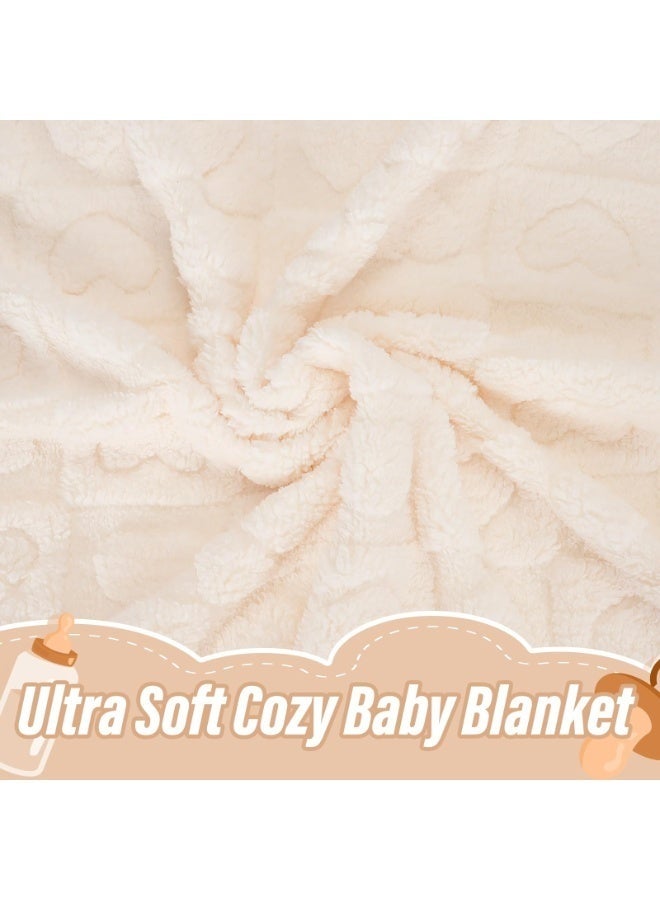 نوا Baby Blanket for Boys Girls, Soft Warm Cozy Heart Toddler Blankets, Fluffy Infant Toddler Newborn Receiving Blankets for Crib Stroller(White) - Image 4