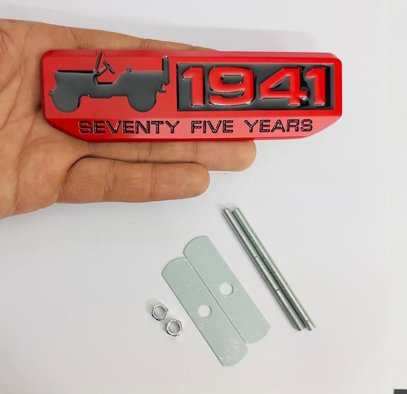 AUTO MT Car Bike Laptop Metal Logo Car Emblem & Grill Met.al Lo.go for Carr 3D Badge Auto Racing Universal Sport Sticker Grand Tourer Decal. (1941 RED Black, Grill Sticker) - Image 3