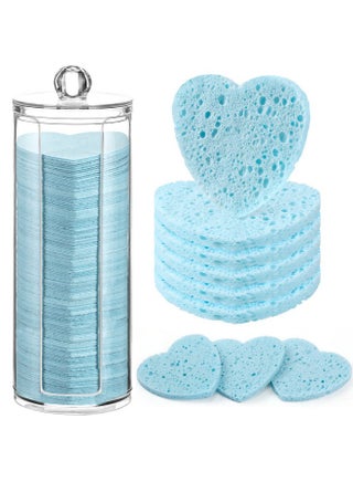 Sieral 120 Pcs Compressed Facial Sponges with Container Face Sponge Disposable Sponge Pads for Washing Face Cleansing Exfoliating Esthetician Makeup Removal(Light Blue, Heart) - pzsku/ZA06AFB542C2F4573C659Z/45/1745933575/0c31390e-f232-4a27-bff4-0560b815f85b