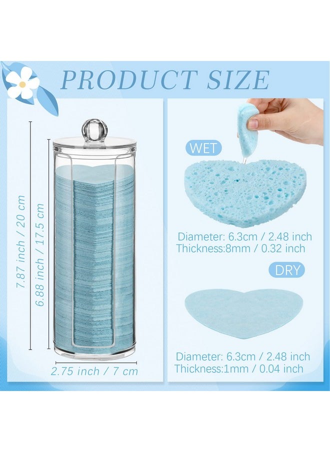 Sieral Sieral 120 Pcs Compressed Facial Sponges with Container Face Sponge Disposable Sponge Pads for Washing Face Cleansing Exfoliating Esthetician Makeup Removal(Light Blue, Heart)  - Image 2