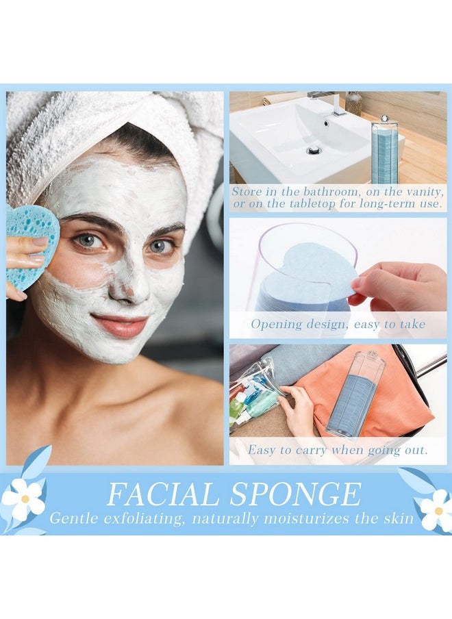 Sieral Sieral 120 Pcs Compressed Facial Sponges with Container Face Sponge Disposable Sponge Pads for Washing Face Cleansing Exfoliating Esthetician Makeup Removal(Light Blue, Heart)  - Image 3